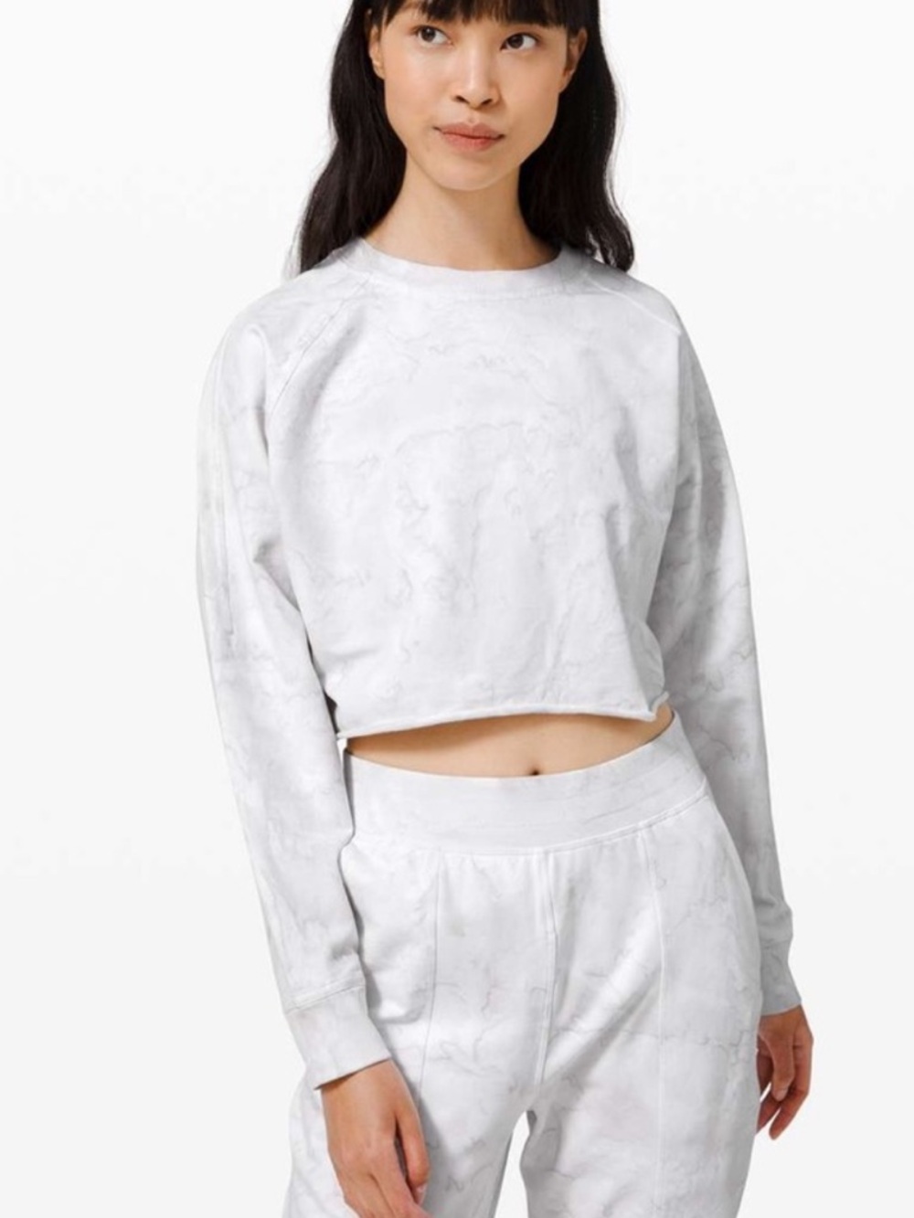lululemon athletica Marble Tie-Dye Cropped Sweatshirt - Pale Blue & Soft Yellow